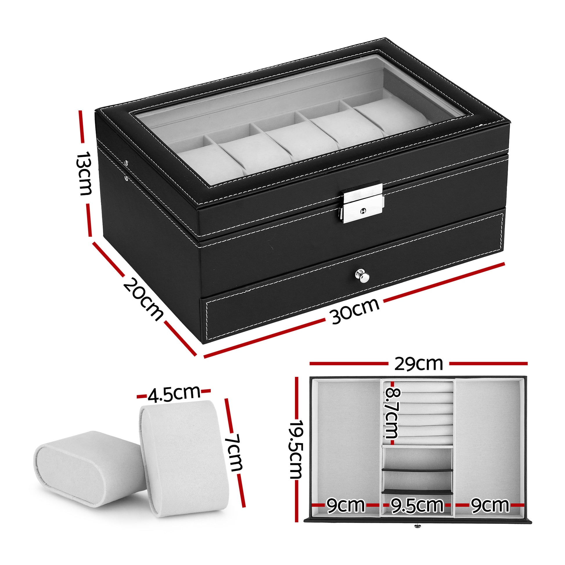 Embellir 12 Grids Watch Box Organizer Case Jewelry Display Storage Showcase - Image 2