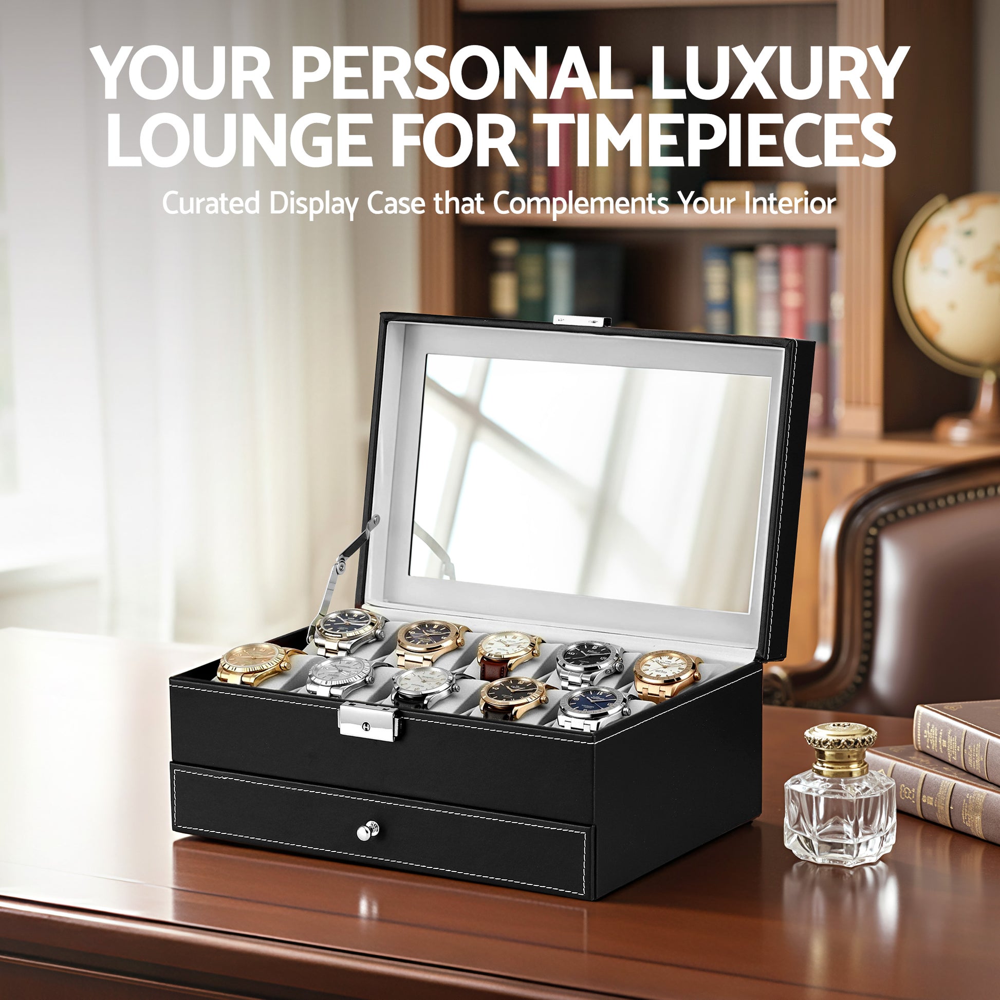 Embellir 12 Grids Watch Box Organizer Case Jewelry Display Storage Showcase - Image 4