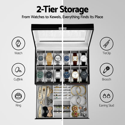 Embellir 12 Grids Watch Box Organizer Case Jewelry Display Storage Showcase - Image 5
