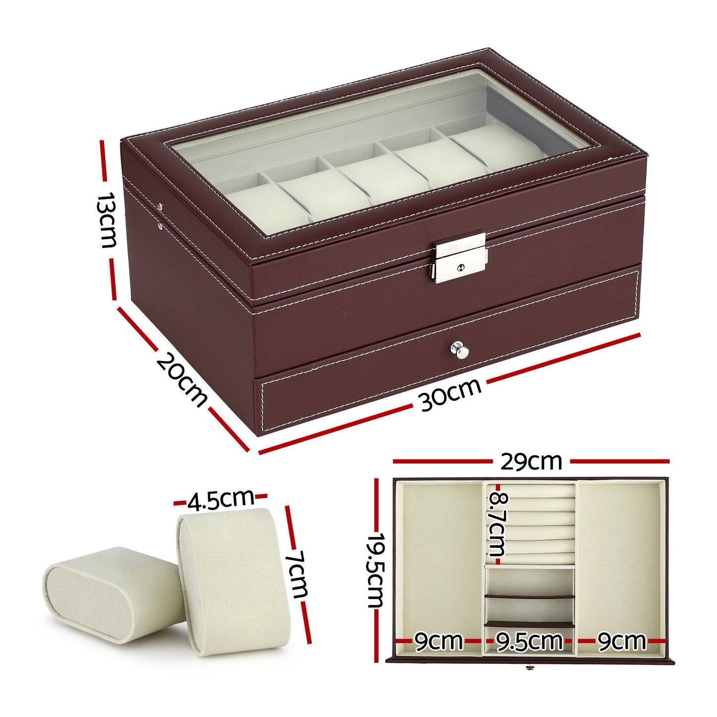 Embellir 12 Grids Watch Box Organizer Case Jewelry Display Storage Showcase - Image 2
