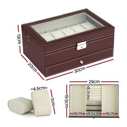 Embellir 12 Grids Watch Box Organizer Case Jewelry Display Storage Showcase - Image 2