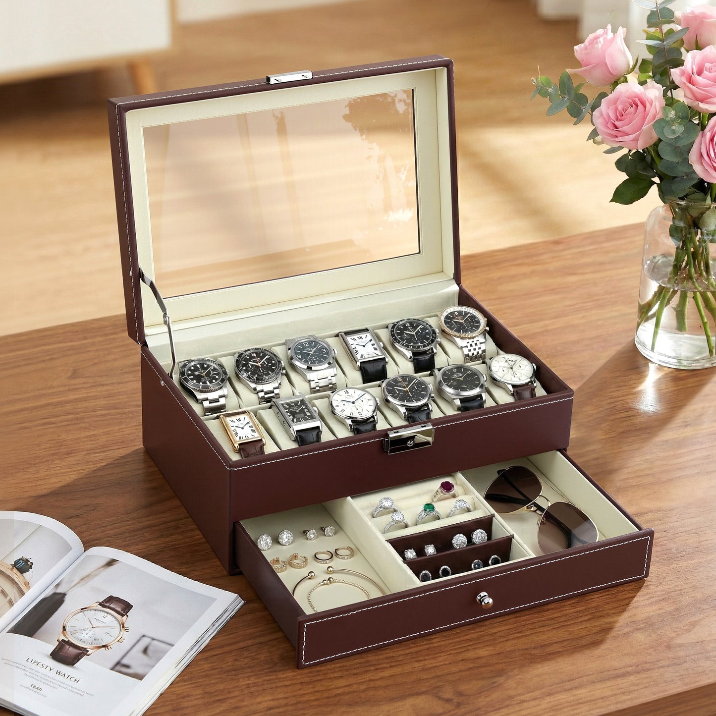 Embellir 12 Grids Watch Box Organizer Case Jewelry Display Storage Showcase - Image 8