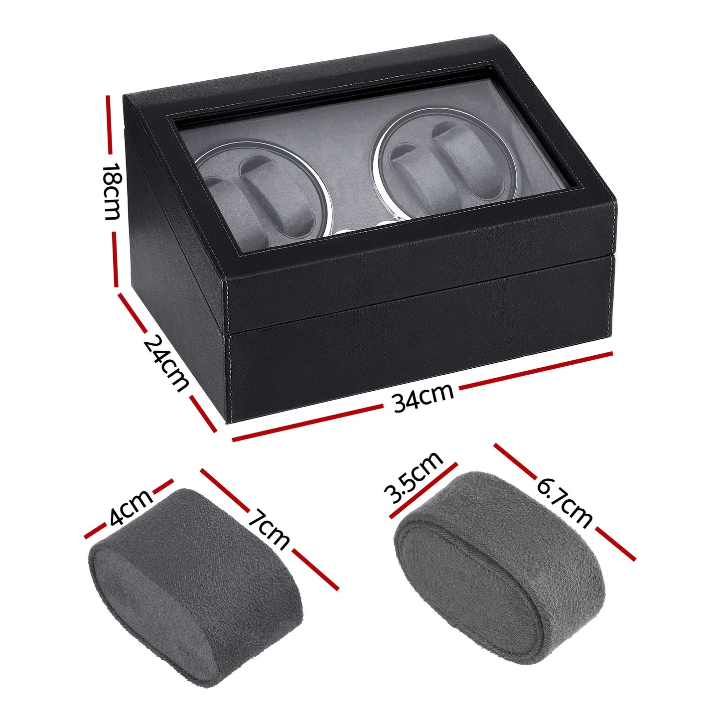 Embellir Watch Winder Automatic Double Watch Winder Box LED Black - Image 3