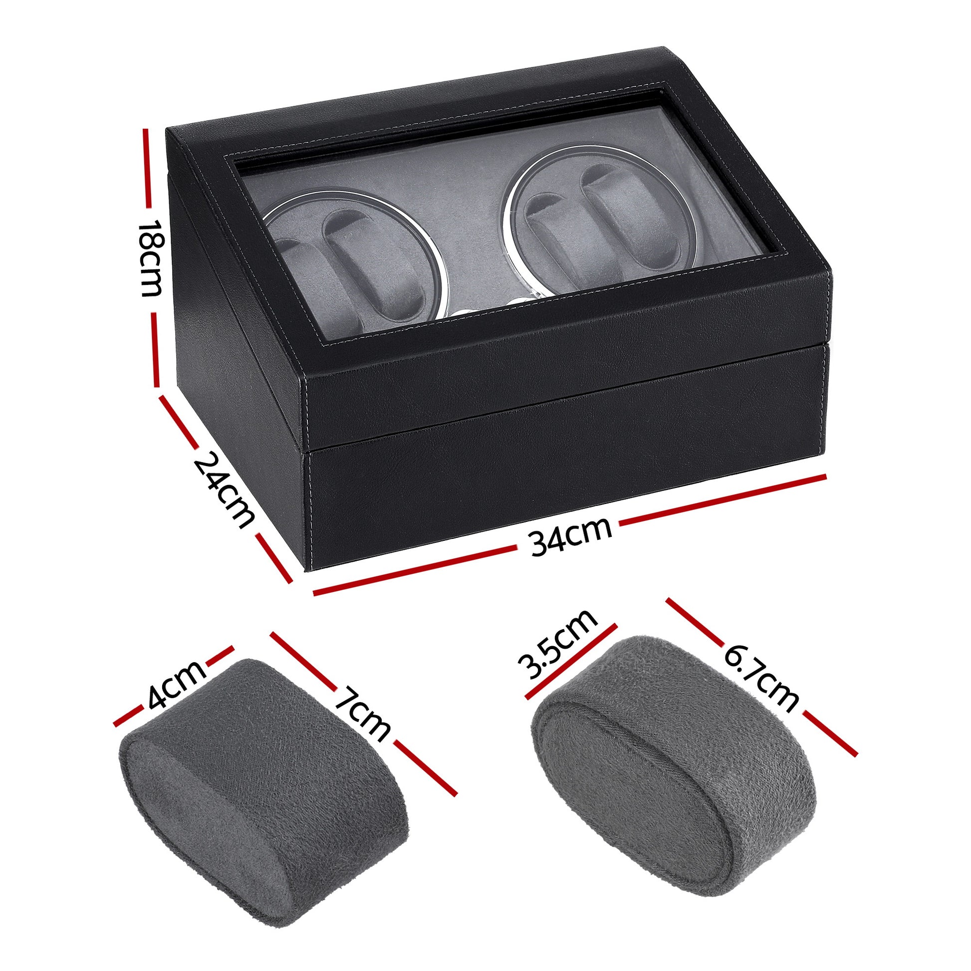 Embellir Watch Winder Automatic Double Watch Winder Box LED Black - Image 3