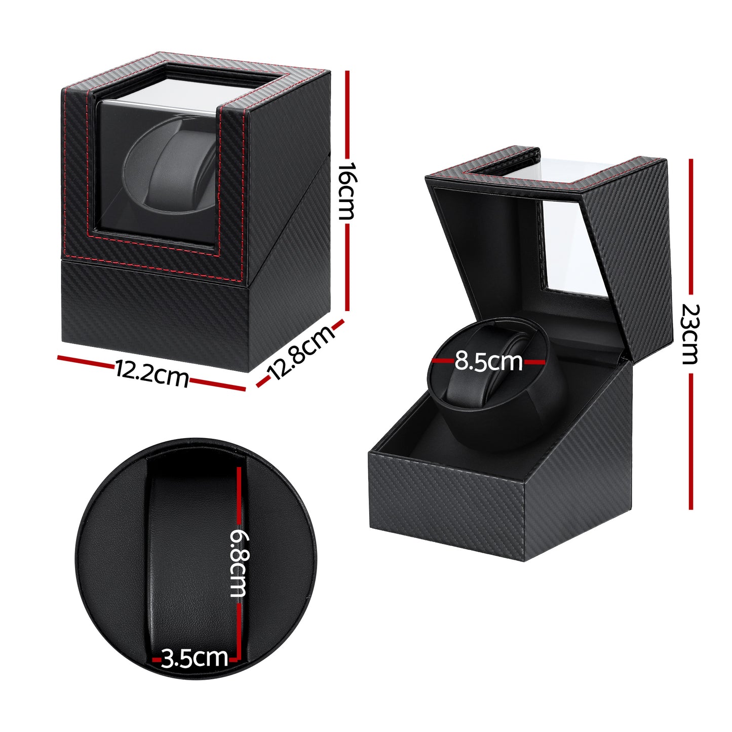 Embellir Watch Winder Box Automatic Single Quiet Carbon Fibre Black - Image 2
