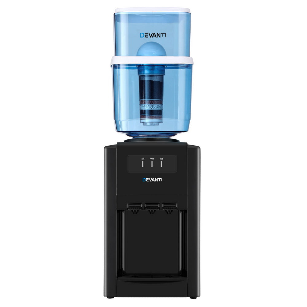22L Devanti Water Cooler Dispenser Bench Top 3 Taps Chiller Filter Purifier Three Taps Balck - Image 3