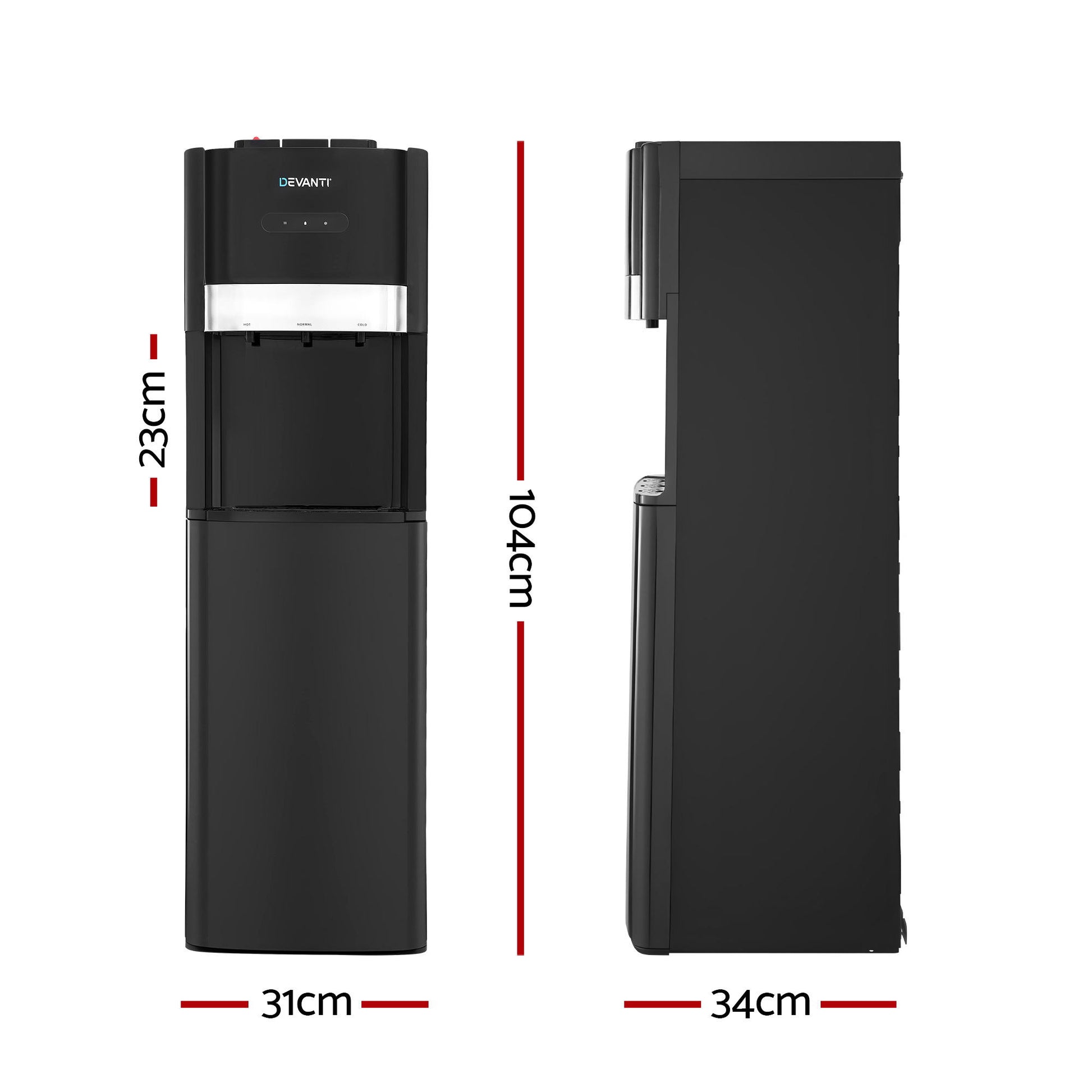 Devanti 3 Taps Water Cooler Dispenser Bottom Loading Dispenser Chiller Filter Purifier - Image 2