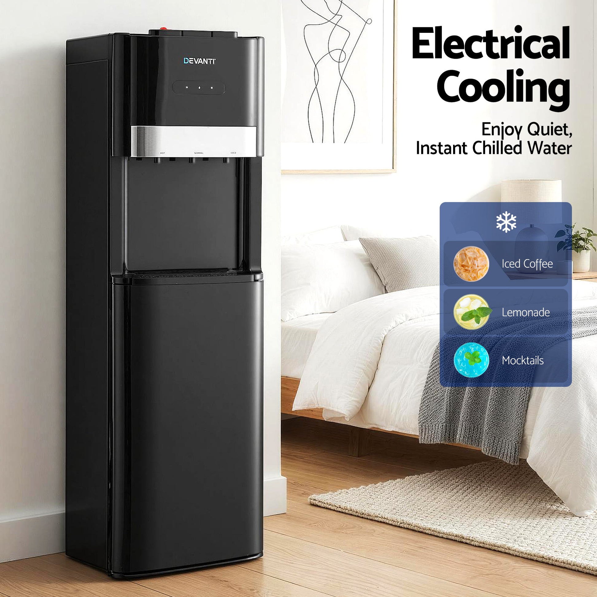 Devanti 3 Taps Water Cooler Dispenser Bottom Loading Dispenser Chiller Filter Purifier - Image 7