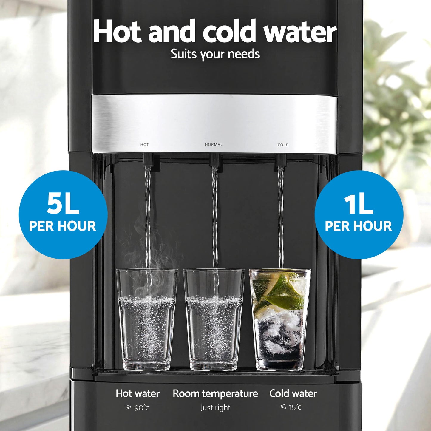 Devanti 3 Taps Water Cooler Dispenser Bottom Loading Dispenser Chiller Filter Purifier - Image 9
