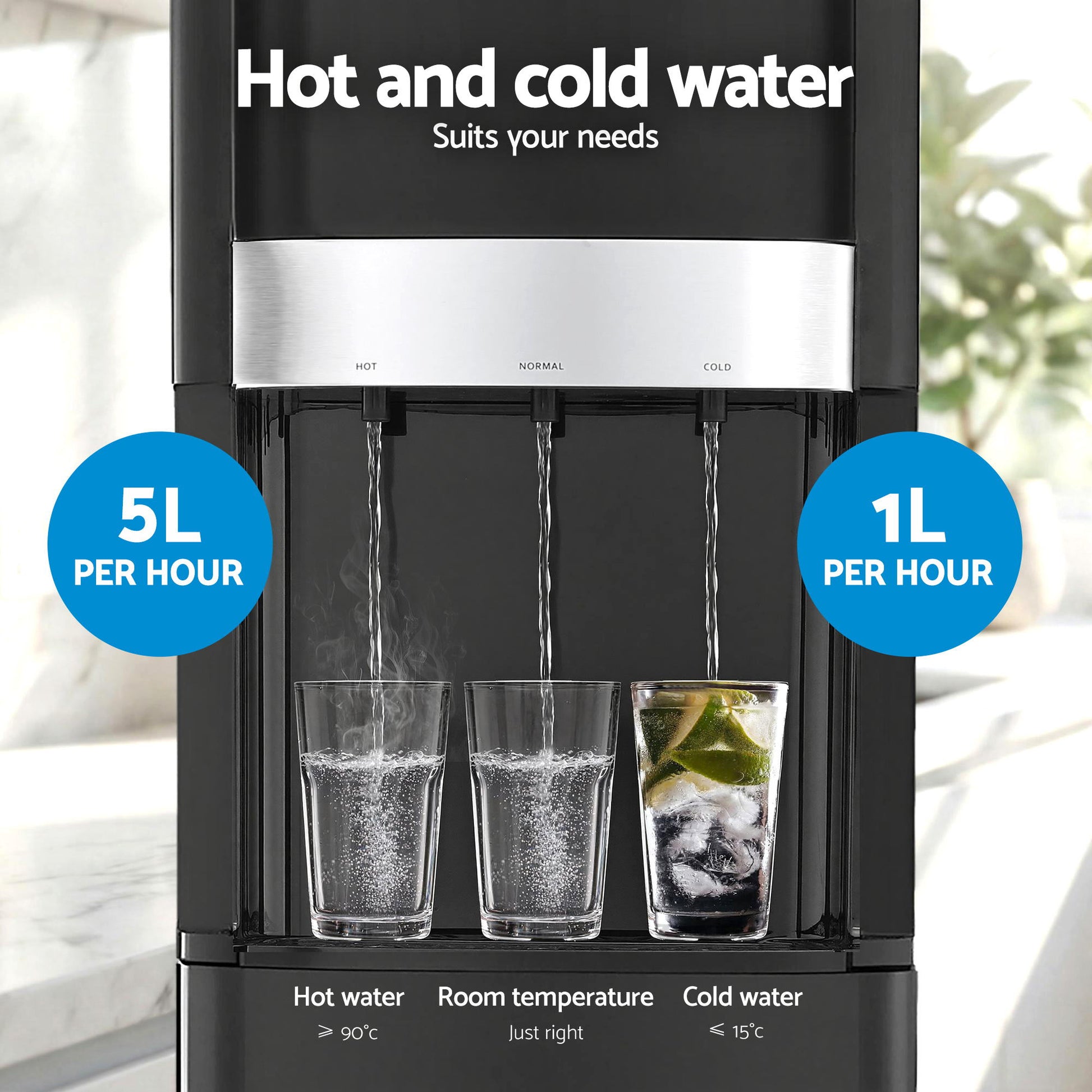 Devanti 3 Taps Water Cooler Dispenser Bottom Loading Dispenser Chiller Filter Purifier - Image 9