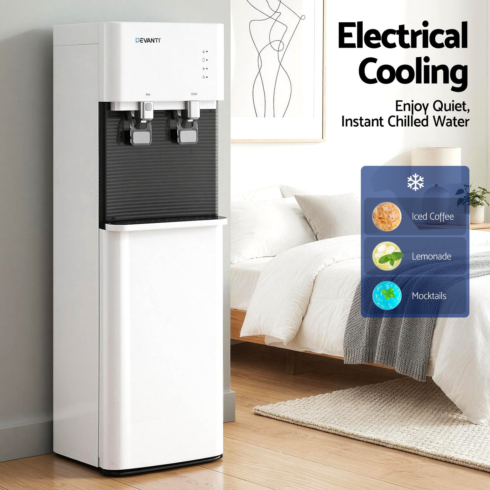 Devanti 2 Taps Water Cooler Dispenser Bottom Loading Dispenser Chiller Filter Purifier - Image 7