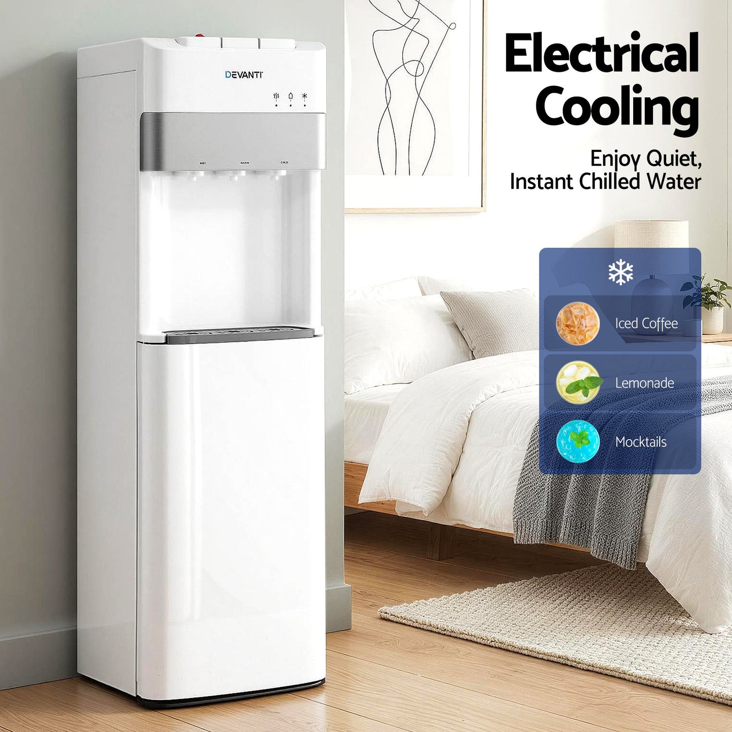 Devanti 3 Taps Water Cooler Dispenser Bottom Loading Dispenser Chiller Filter Purifier - Image 7