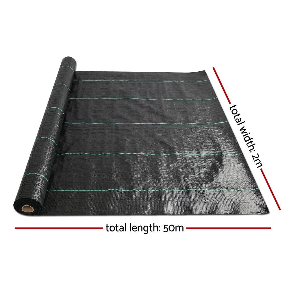 Instahut 2x50m Weed Mat 110GSM Weed Control Mat Plant - Image 2