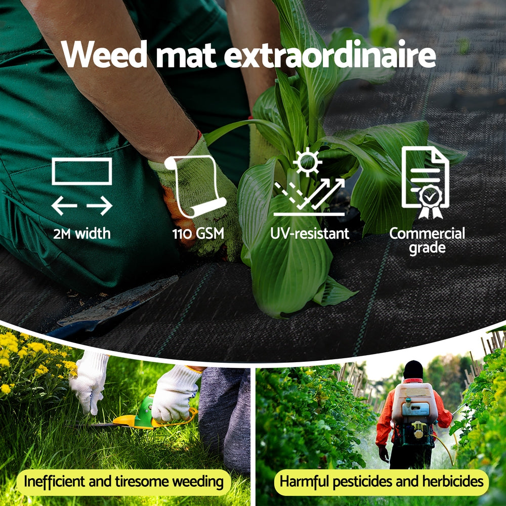 Instahut 2x50m Weed Mat 110GSM Weed Control Mat Plant - Image 5