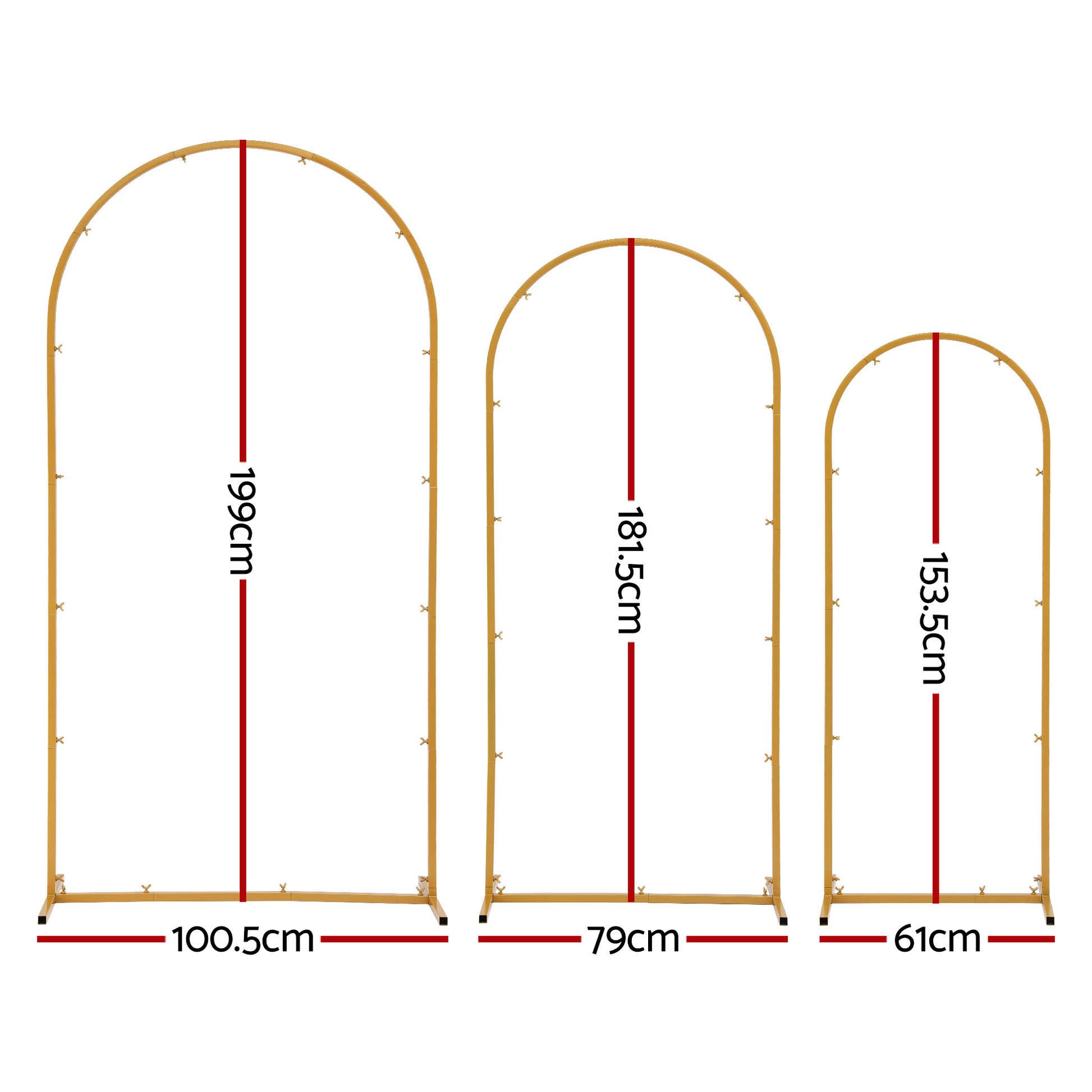 Wedding Arch Backdrop Stand Set of 3 Gold Metal Wedding Arched Frame, Easy to Assemble, Stable Balloon Arch Standfor Wedding, Baby Shower, Party Decoration - Image 2