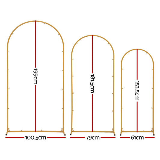 Wedding Arch Backdrop Stand Set of 3 Gold Metal Wedding Arched Frame, Easy to Assemble, Stable Balloon Arch Standfor Wedding, Baby Shower, Party Decoration - Image 2