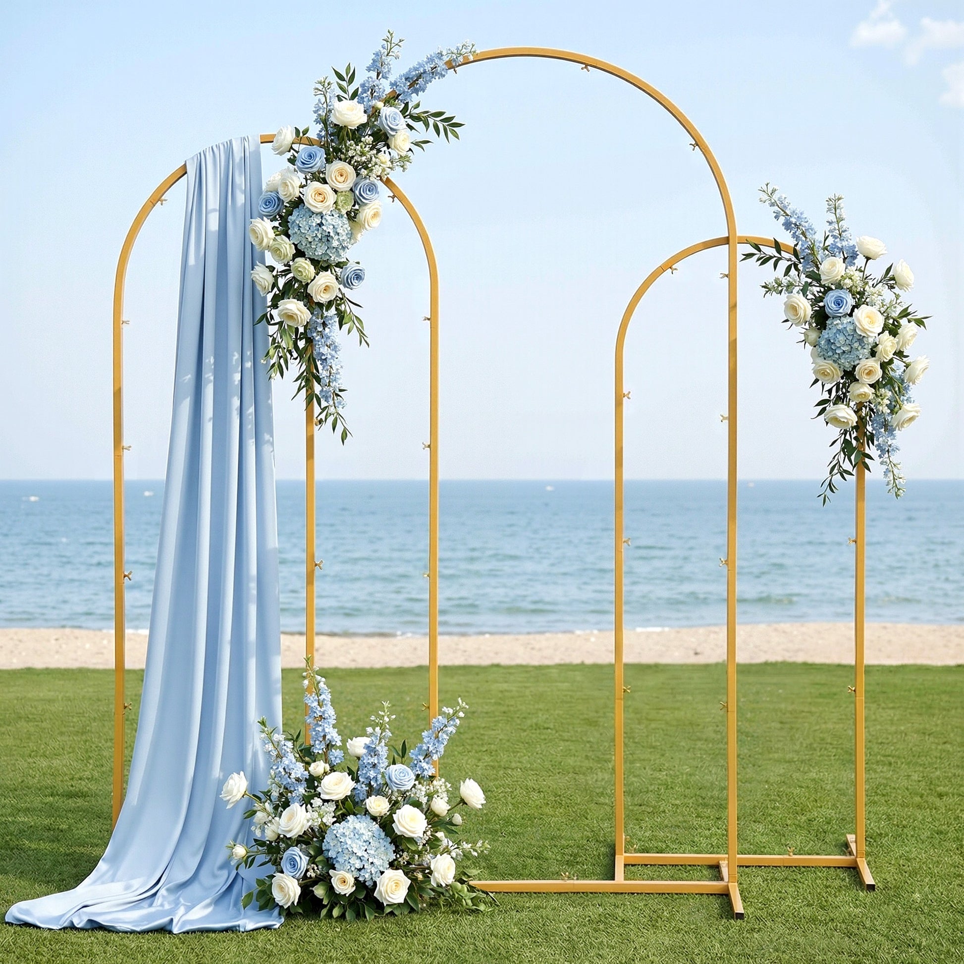 Wedding Arch Backdrop Stand Set of 3 Gold Metal Wedding Arched Frame, Easy to Assemble, Stable Balloon Arch Standfor Wedding, Baby Shower, Party Decoration - Image 8