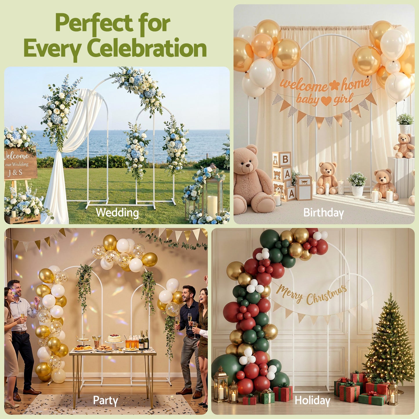 Wedding Arch Backdrop Stand Set of 3 Metal Wedding Arched Frame White, Easy to Assemble, Stable Balloon Arch Standfor Wedding, Baby Shower, Party Decoration - Image 5