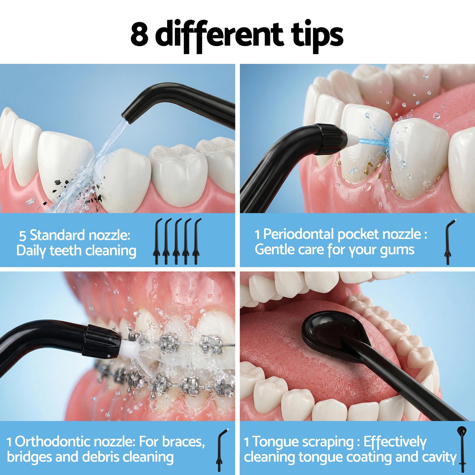 Devanti Cordless Water Flosser Dental Oral Irrigator Black - Image 6