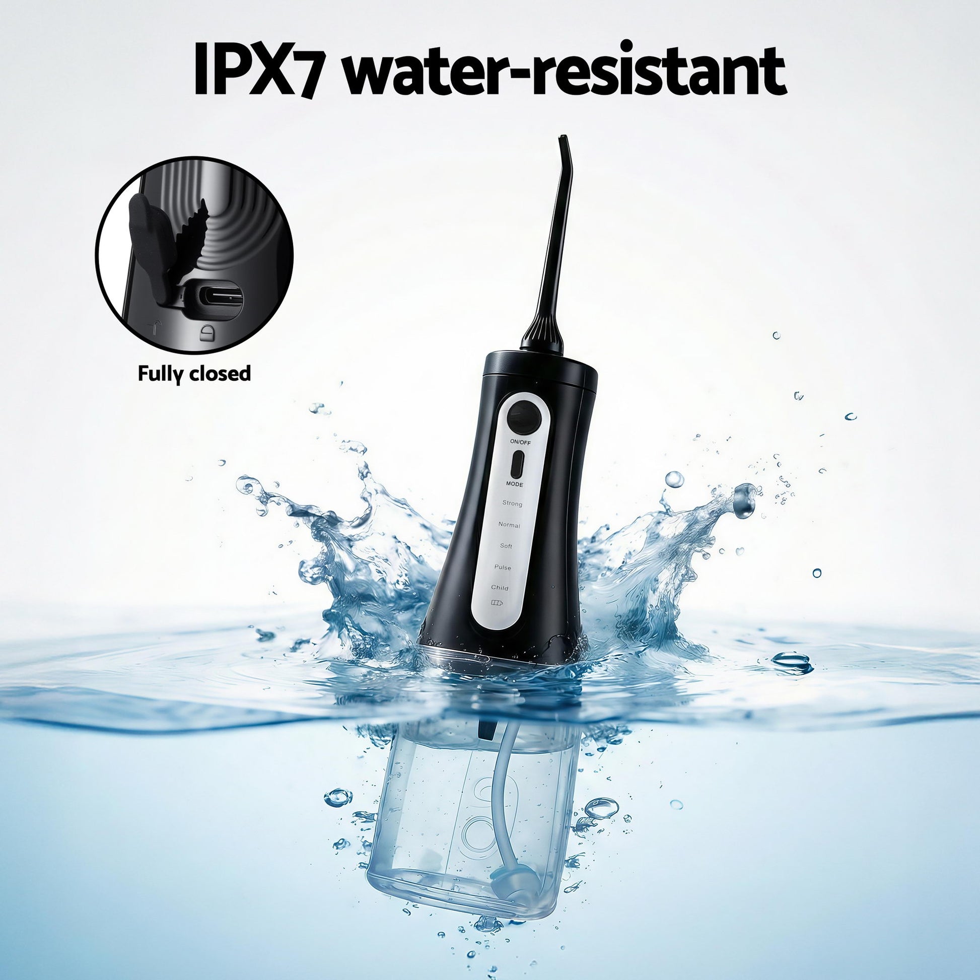 Devanti Cordless Water Flosser Dental Oral Irrigator Black - Image 8