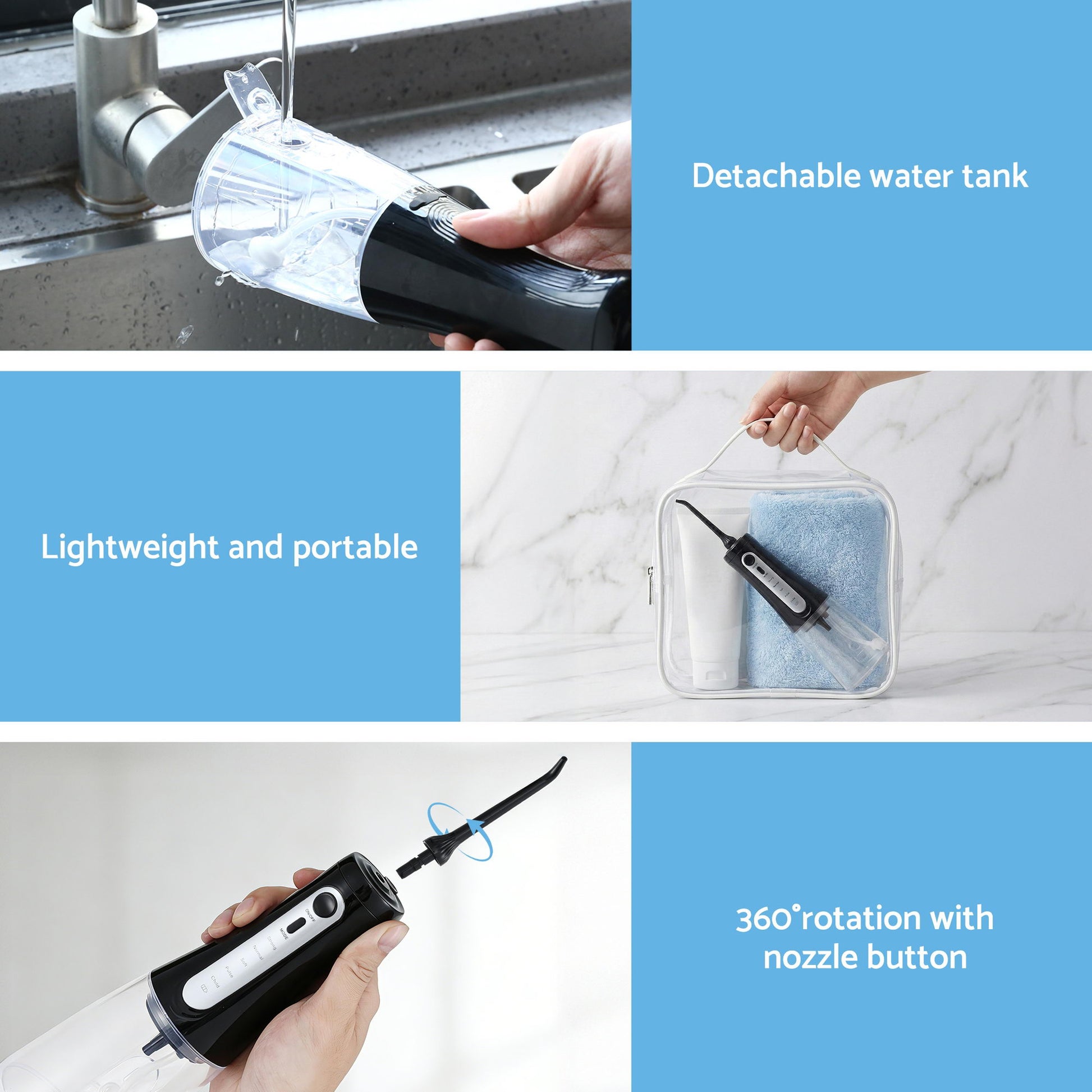 Devanti Cordless Water Flosser Dental Oral Irrigator Black - Image 9