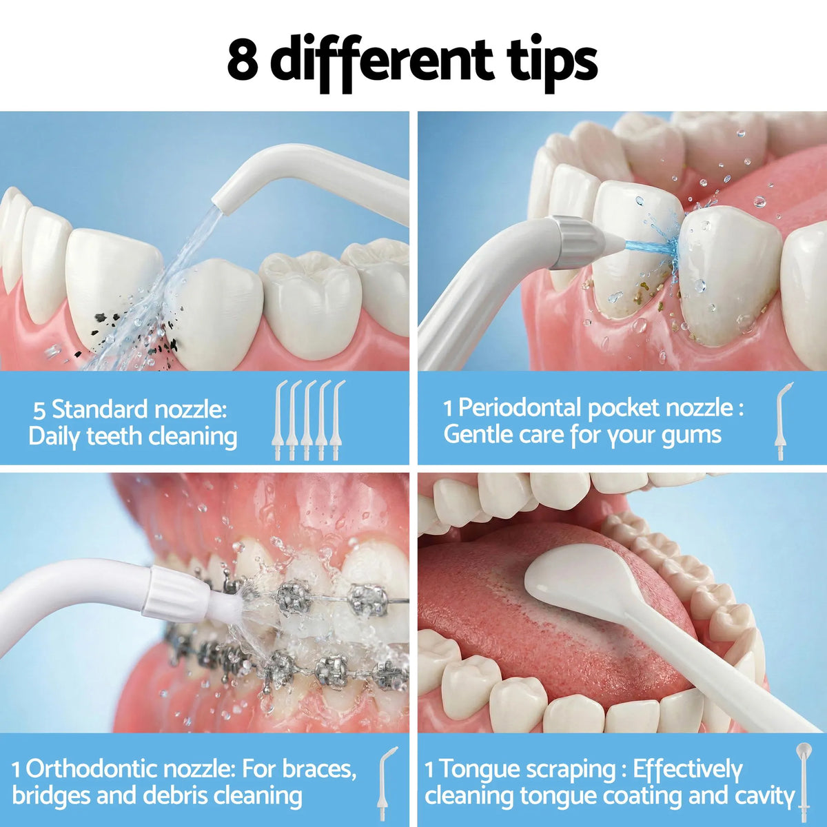 Devanti Cordless Water Flosser Dental Oral Irrigator White - Image 6