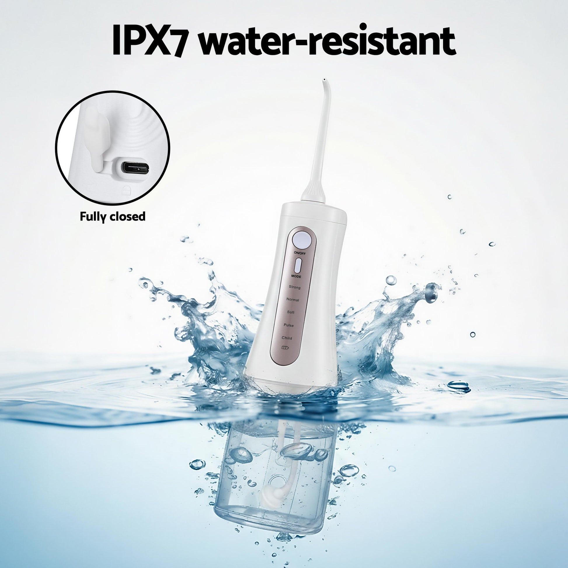 Devanti Cordless Water Flosser Dental Oral Irrigator White - Image 8