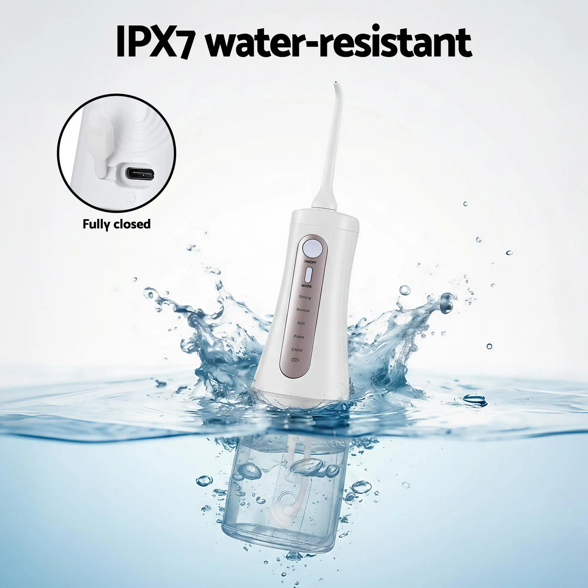 Devanti Cordless Water Flosser Dental Oral Irrigator White - Image 8