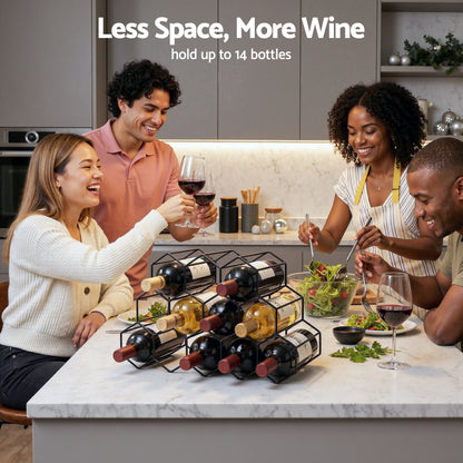 Artiss Wine Rack Metal 12 Bottle No Assembly Required Black - Image 4