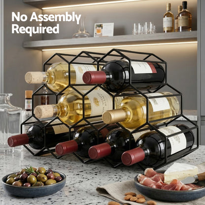 Artiss Wine Rack Metal 12 Bottle No Assembly Required Black - Image 6