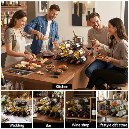 Artiss Wine Rack Metal 12 Bottle No Assembly Required Black - Image 7
