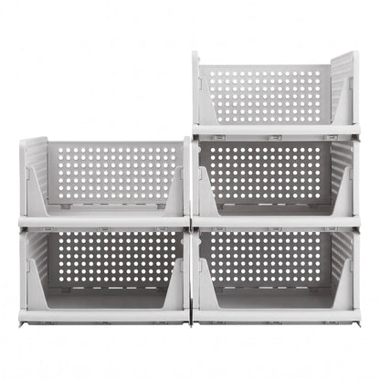 Artiss 5 Pack Stackable Plastic Storage Foldable Closet Organizers - Image 4