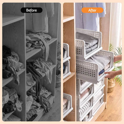 Artiss 5 Pack Stackable Plastic Storage Foldable Closet Organizers - Image 6