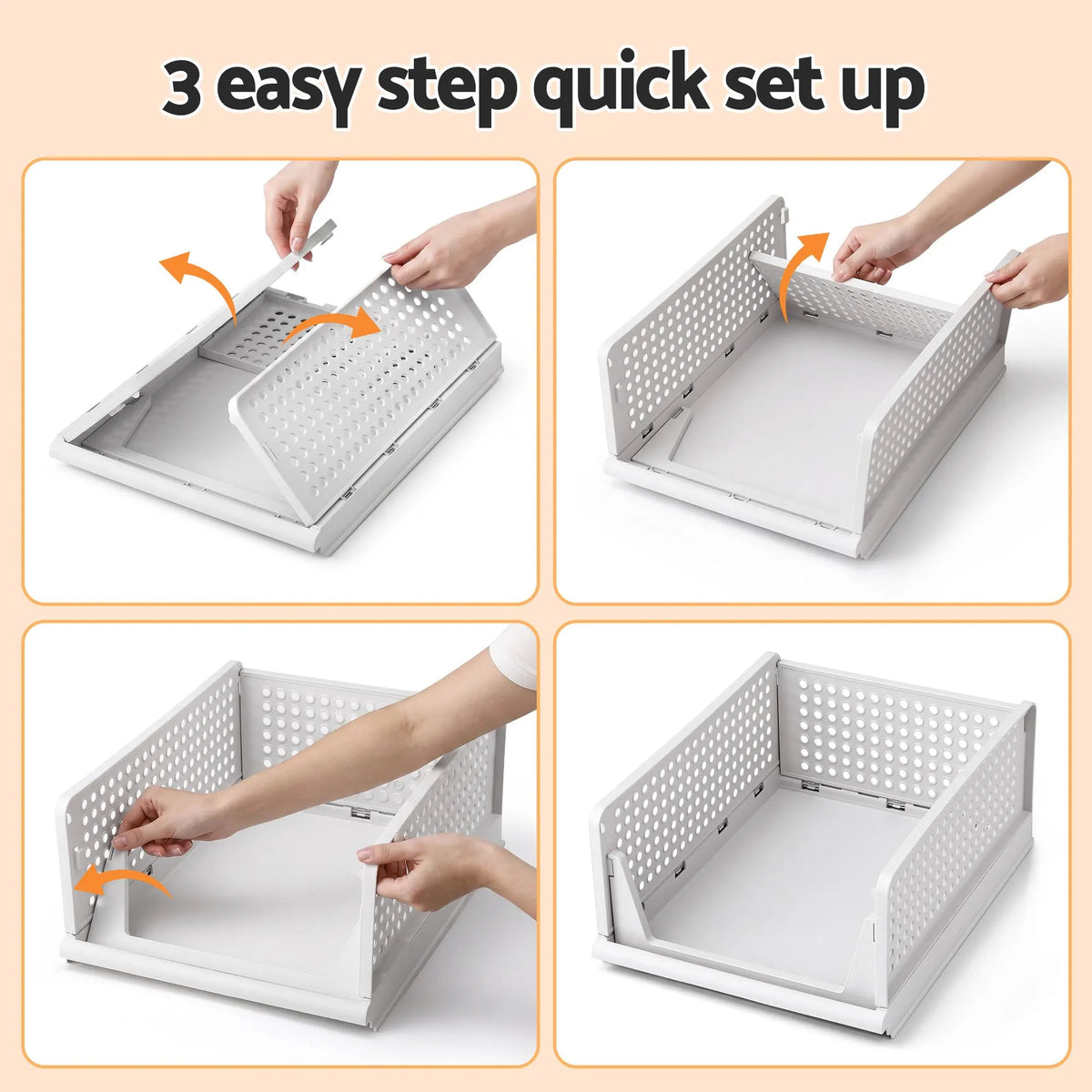 Artiss 5 Pack Stackable Plastic Storage Foldable Closet Organizers - Image 7