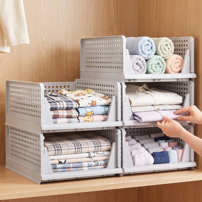 Artiss 5 Pack Stackable Plastic Storage Foldable Closet Organizers - Image 9