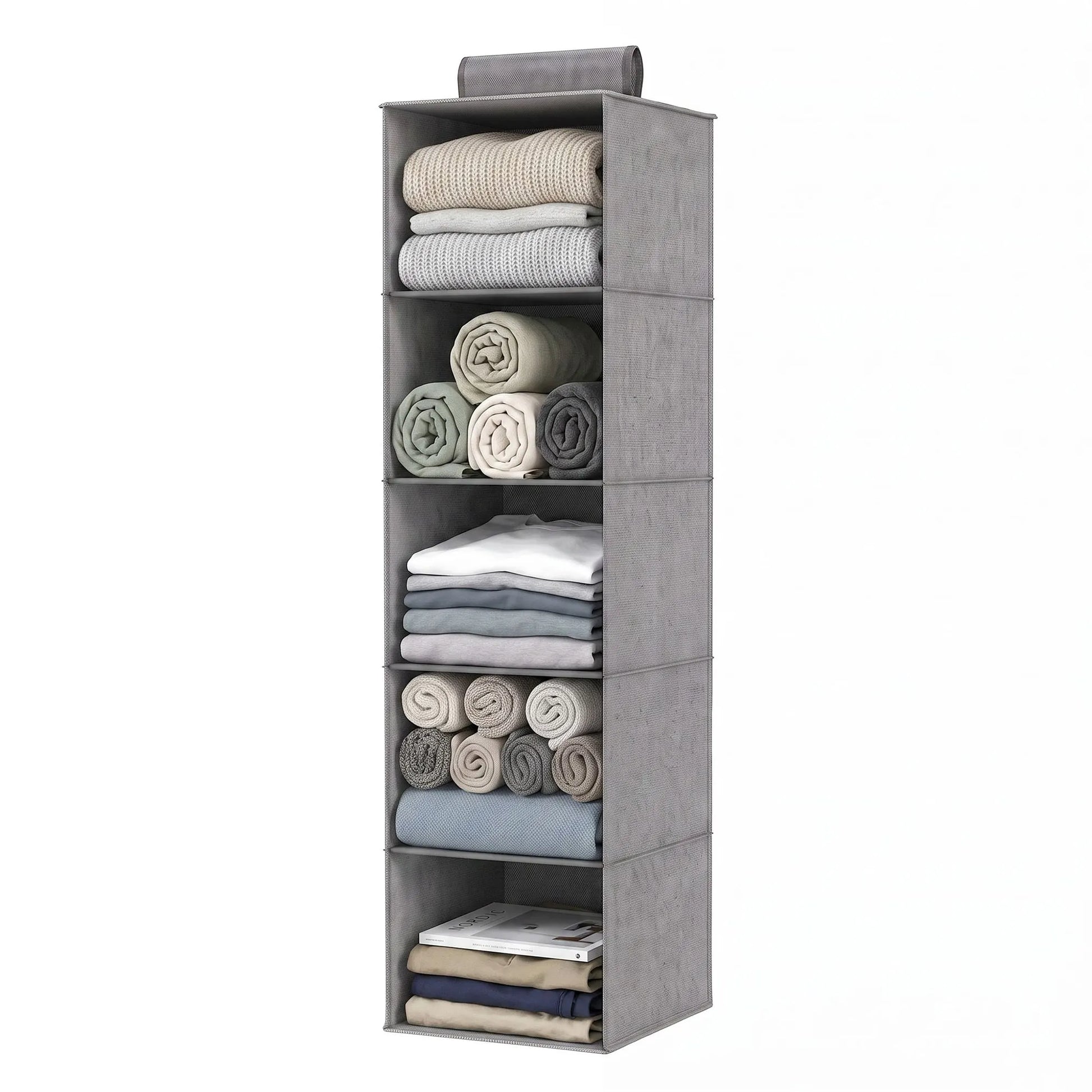 Artiss Hanging Closet Organiser 5 Tier Wardrobe Storage Grey 104cm