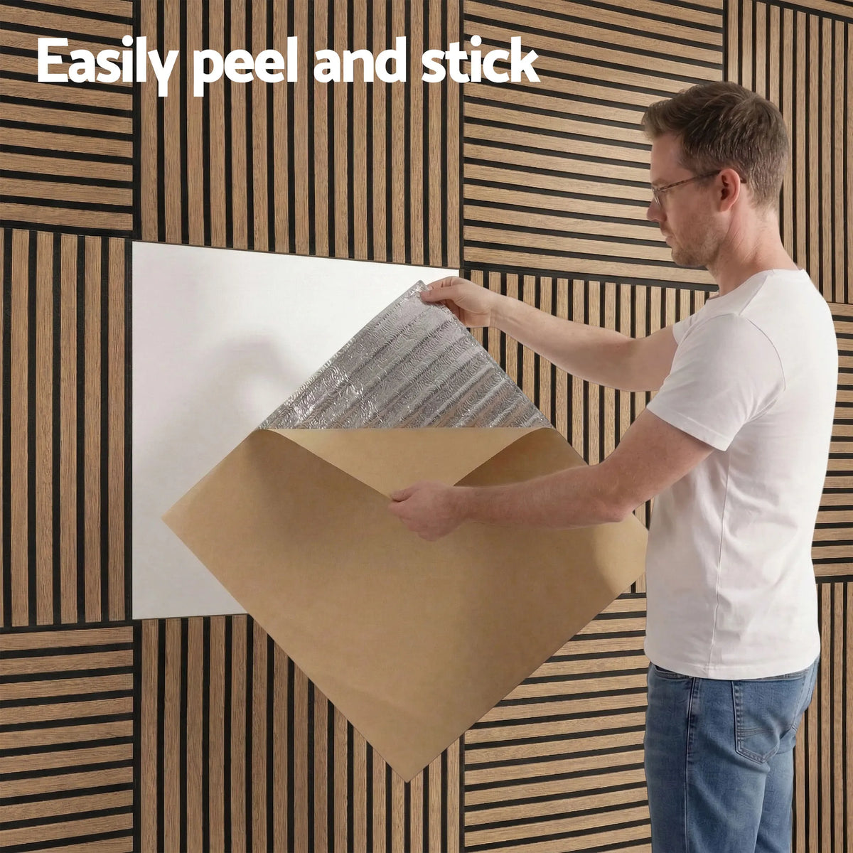 Artiss 10PCS Peel and Stick Wall Panels Tiles 68X68CM Self Adhesive for Home Office Studio Brown - Image 4