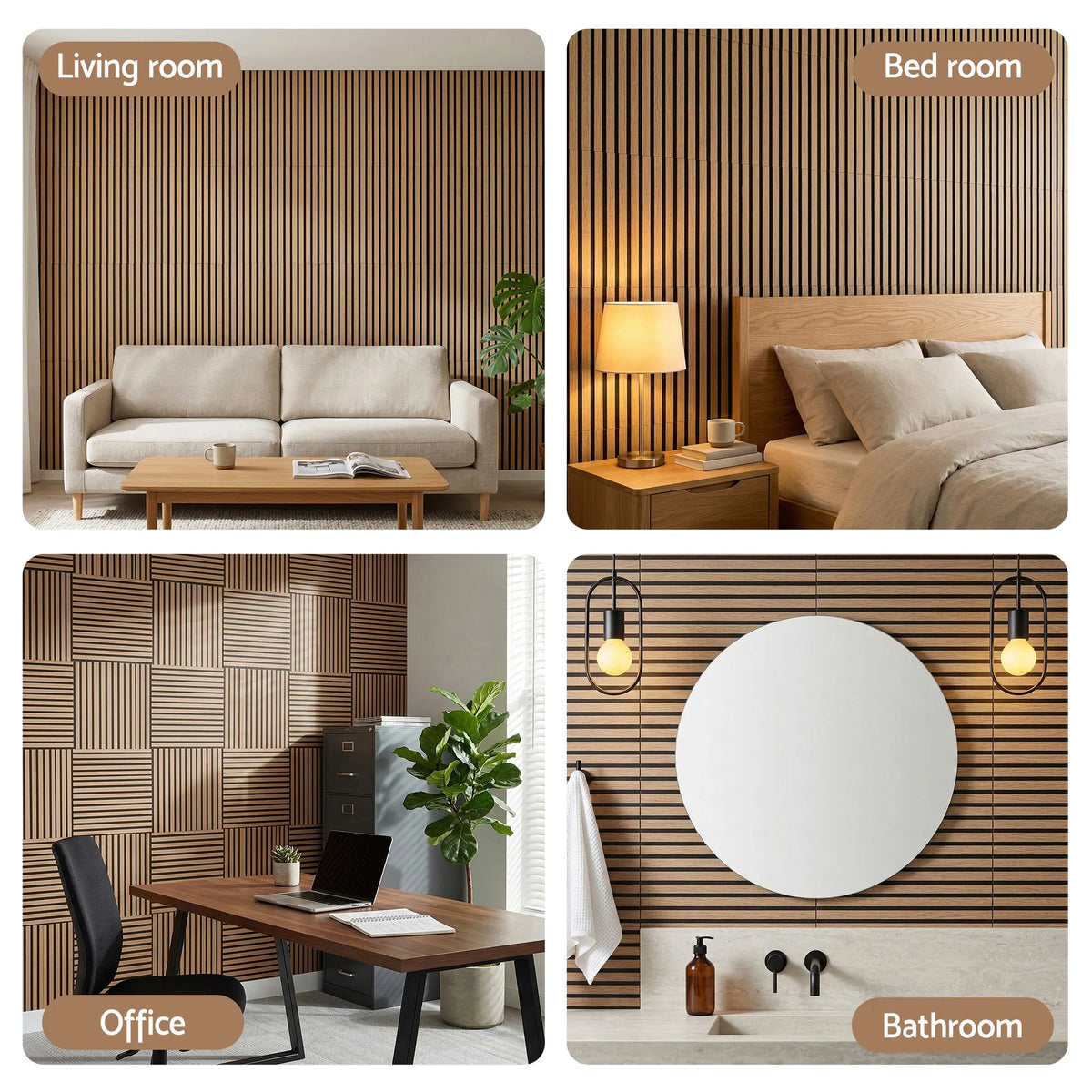 Artiss 10PCS Peel and Stick Wall Panels Tiles 68X68CM Self Adhesive for Home Office Studio Brown - Image 8