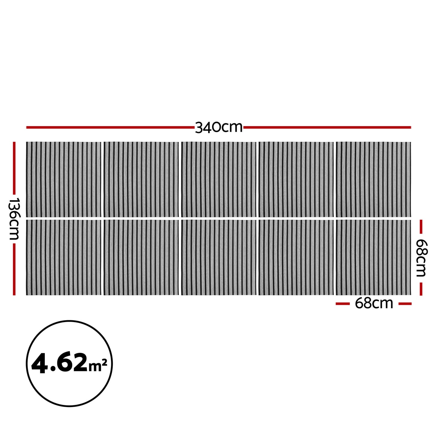 Artiss 10PCS Peel and Stick Wall Panels Tiles 68X68CM Self Adhesive for Home Office Studio Grey - Image 2