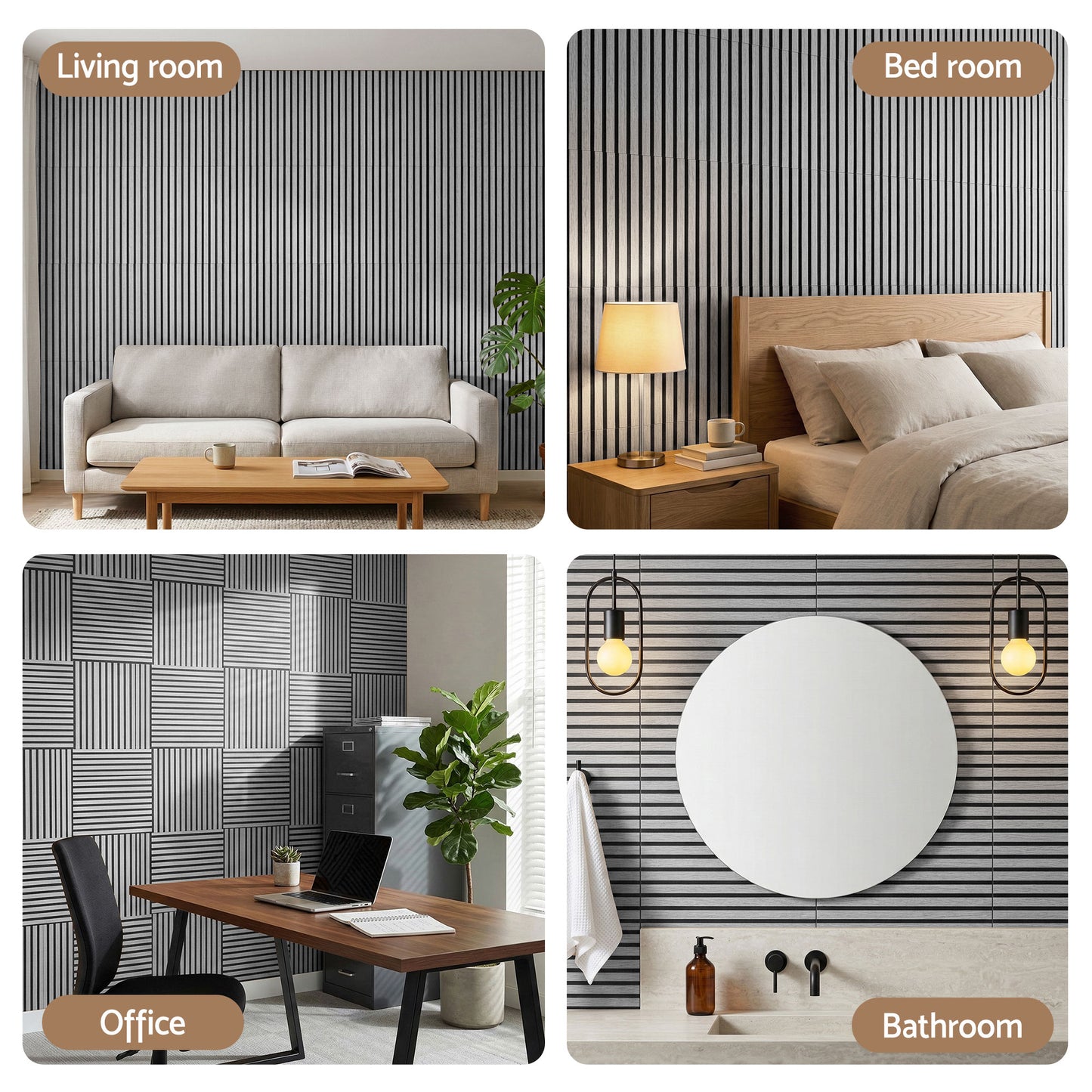 Artiss 10PCS Peel and Stick Wall Panels Tiles 68X68CM Self Adhesive for Home Office Studio Grey - Image 8