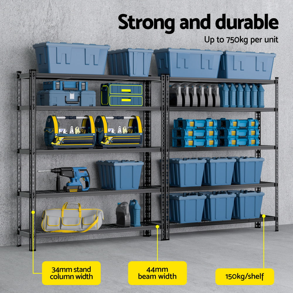 1.8MX2.4M Giantz Garage Shelving Warehouse Rack - Image 4