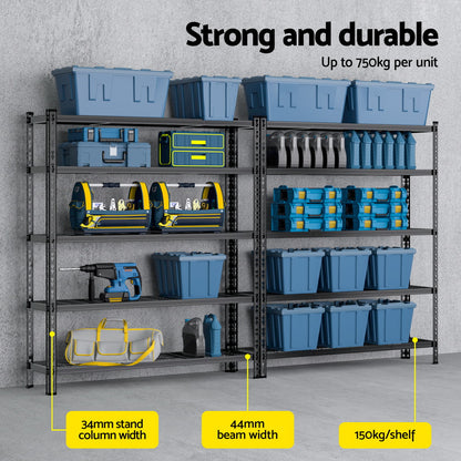1.8MX2.4M Giantz Garage Shelving Warehouse Rack - Image 4