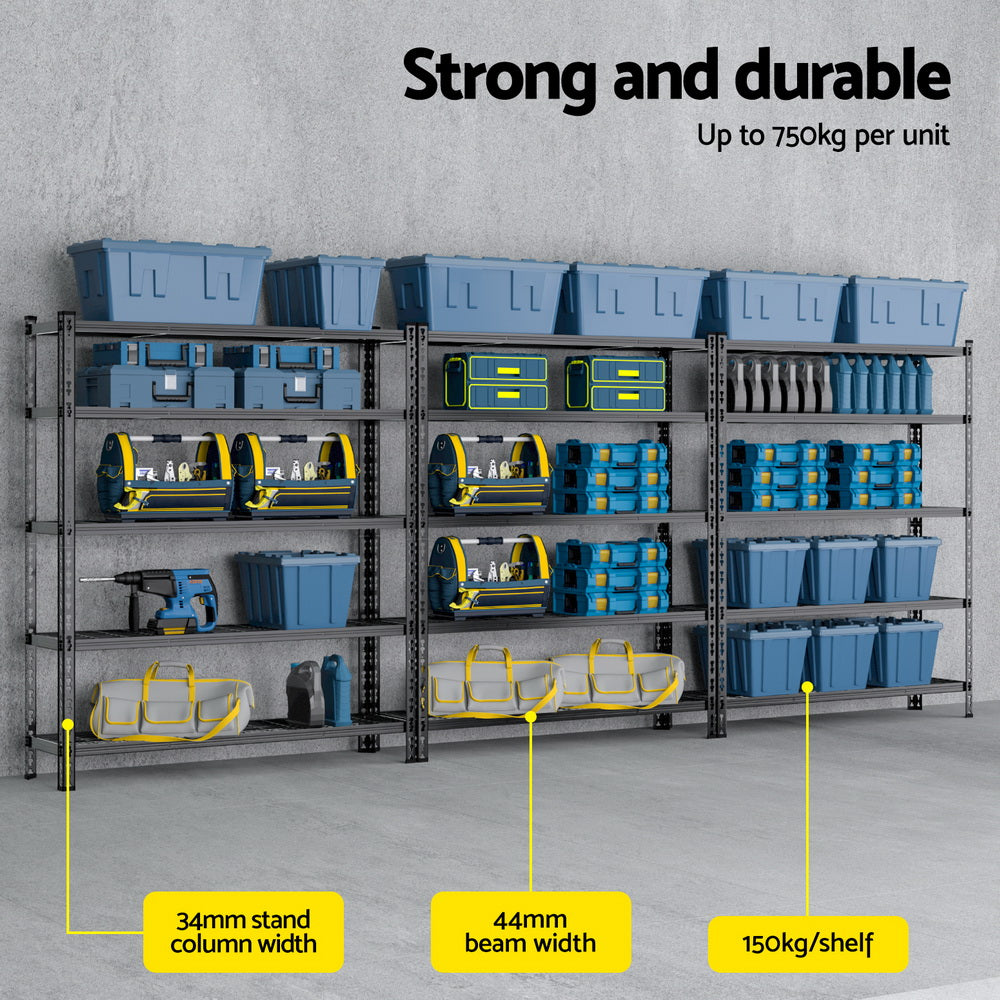 3 x 1.8M Giantz Garage Shelving Warehouse Rack - Image 4