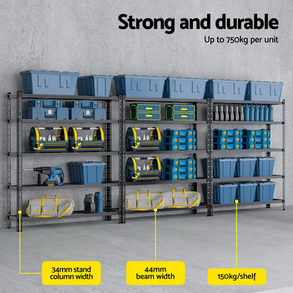 3 x 1.8M Giantz Garage Shelving Warehouse Rack - Image 4