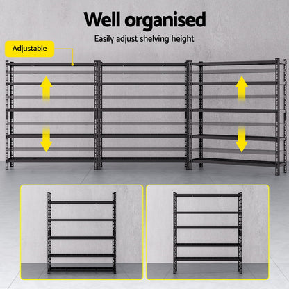 3 x 1.8M Giantz Garage Shelving Warehouse Rack - Image 5