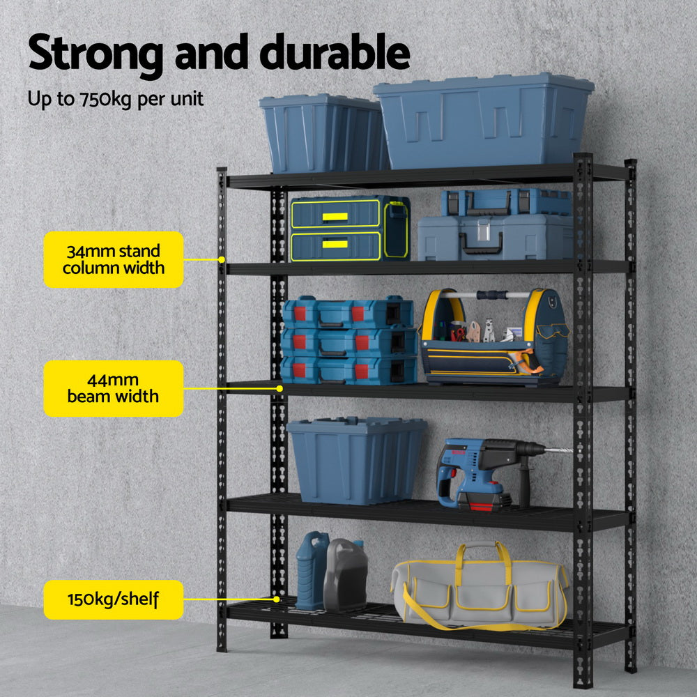 5 x 1.8M Giantz Garage Shelving Warehouse Rack - Image 4