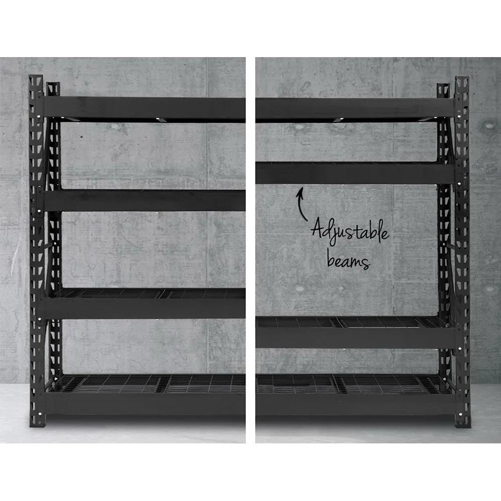 Giantz 2Mx2M Garage Shelving Warehouse Rack Pallet Racking Storage Shelve Black - Image 6