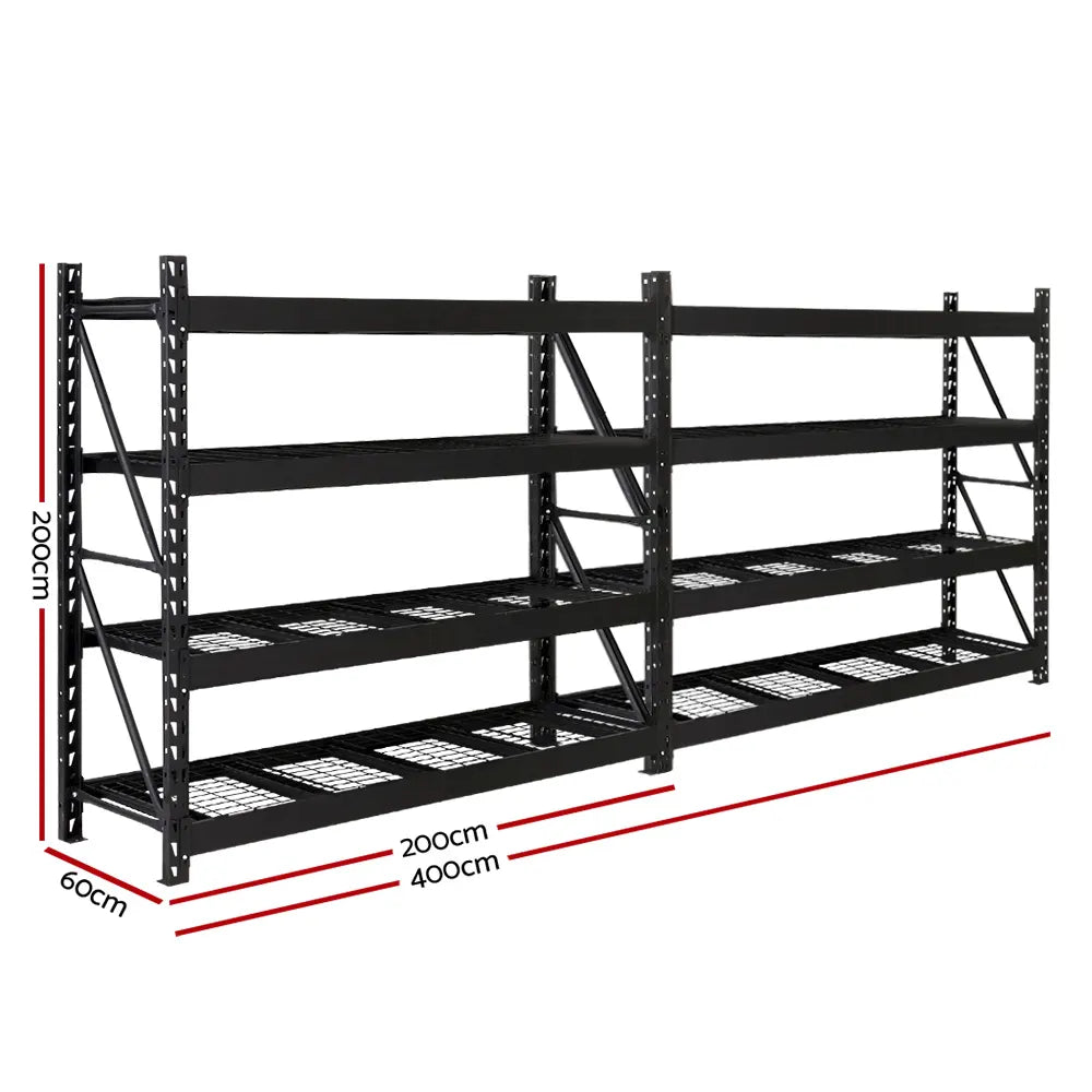 Giantz 4Mx2M Garage Shelving Warehouse Rack Pallet Racking Storage Shelve Black - Image 2