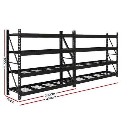 Giantz 4Mx2M Garage Shelving Warehouse Rack Pallet Racking Storage Shelve Black - Image 2