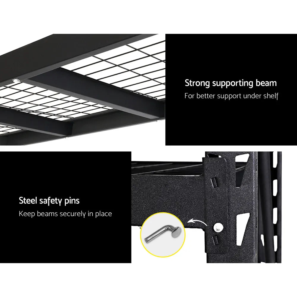 Giantz 4Mx2M Garage Shelving Warehouse Rack Pallet Racking Storage Shelve Black - Image 5